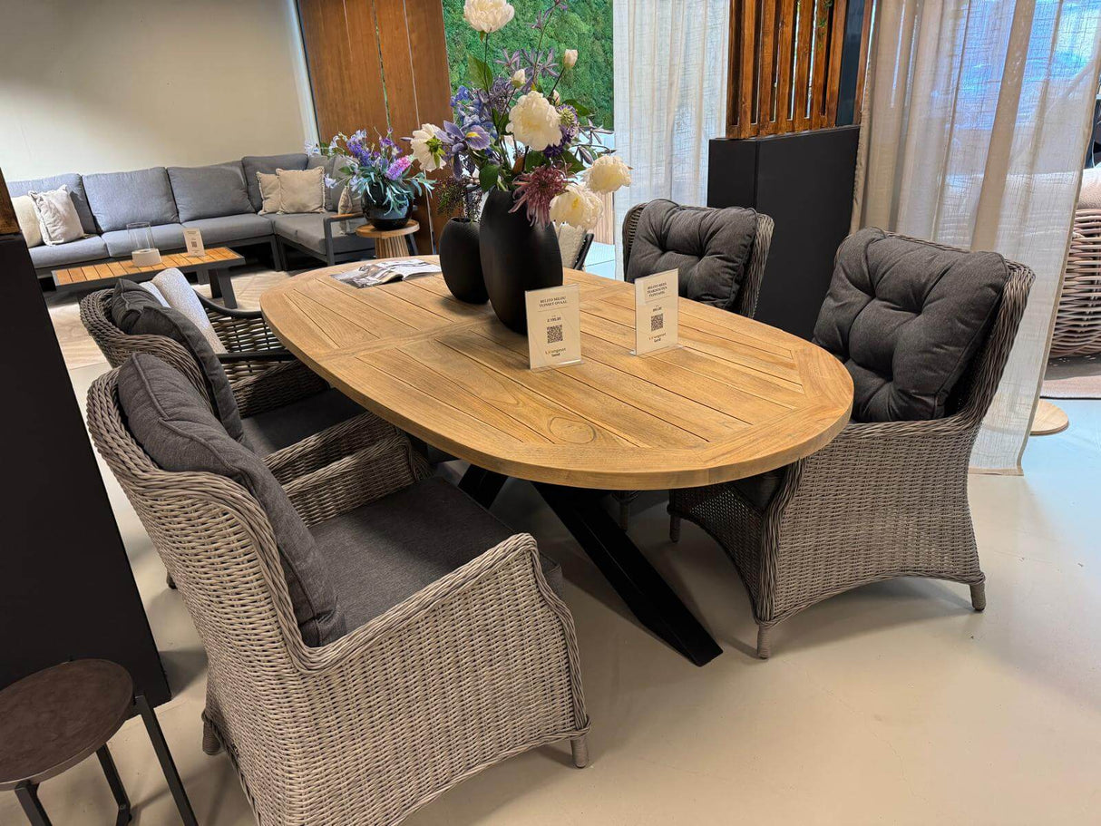 Belito® Milou/Mees tuinset 6 personen - 7 delig - 240 cm ovaal showroommodel