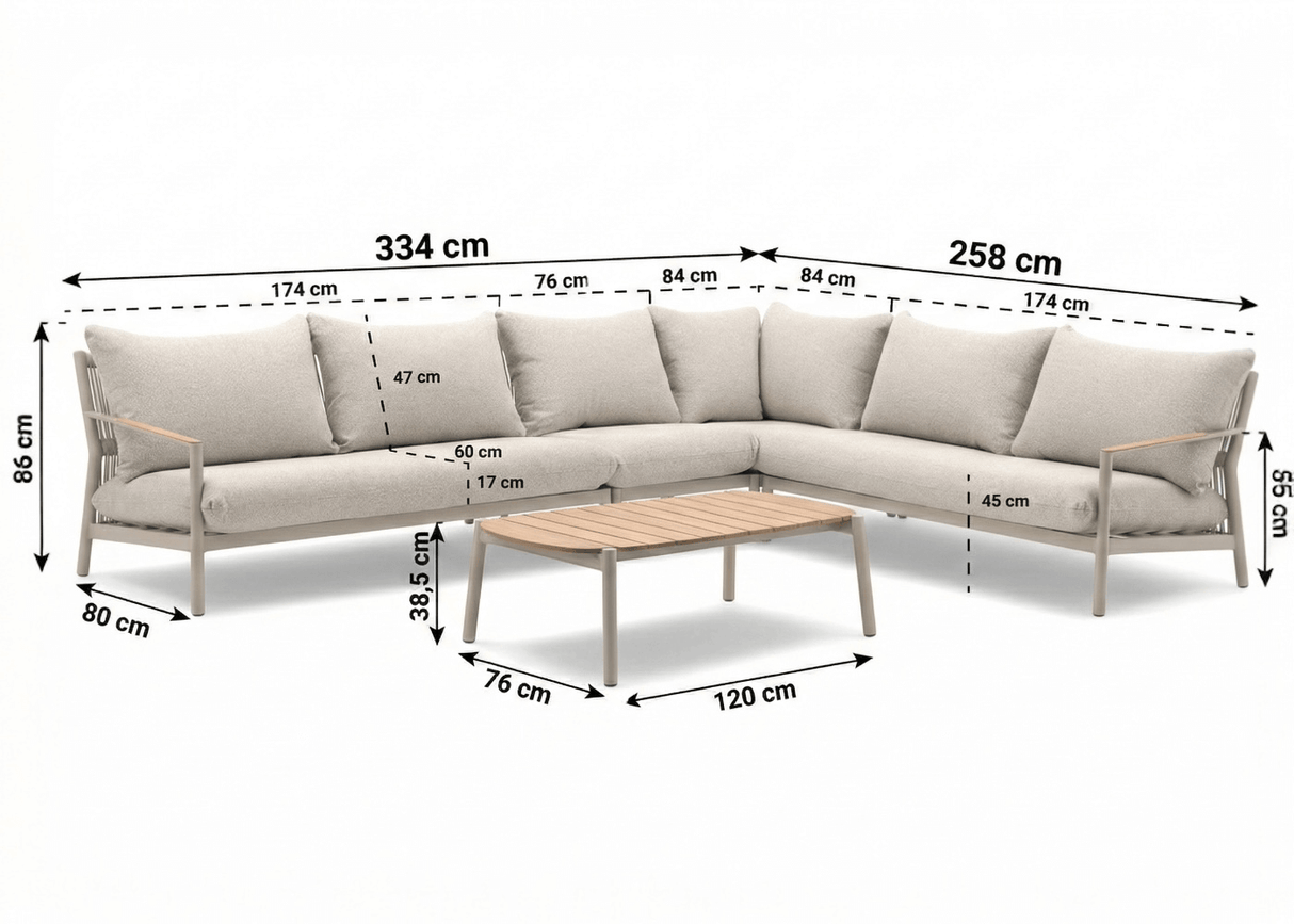 Aluminium Hoek Loungeset - Taupe Frame - Belito Julia - 5-delig