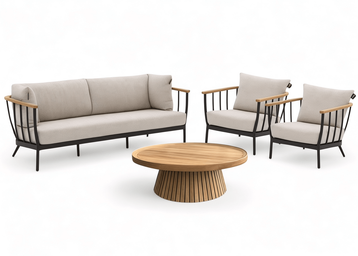 Apple Bee Condor loungeset 4-delig Nr. 25 Premium - 80 cm diameter koffietafel