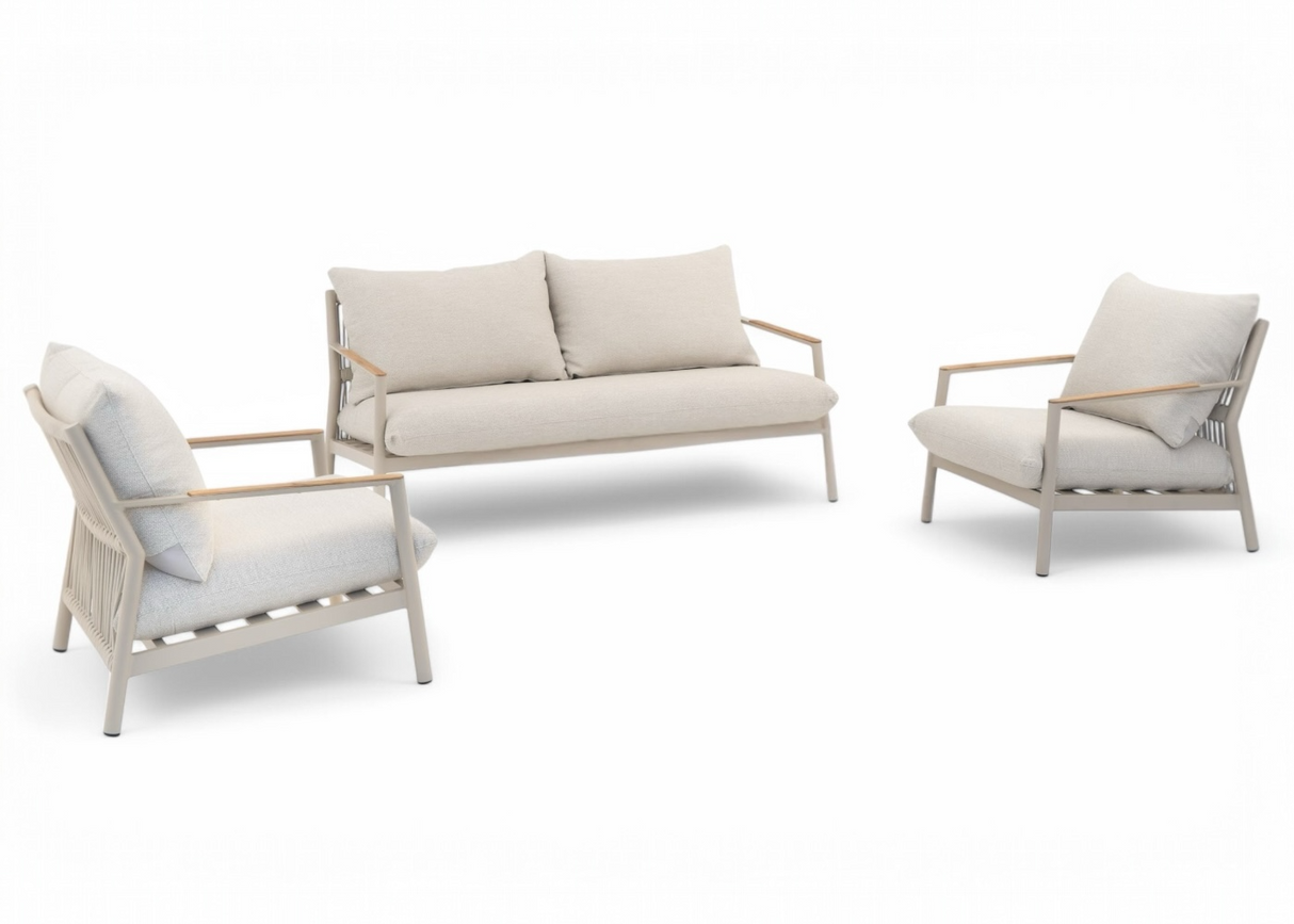 Aluminium Stoel-Bank Loungeset - Taupe Frame - Belito Julia - 3-delig