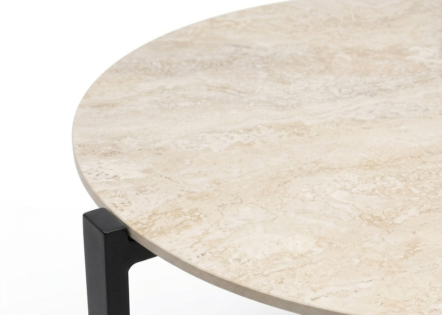 Apple Bee Monaco Lounge Koffietafel | Ø 60cm | Sintered Stone | Zwart Aluminium