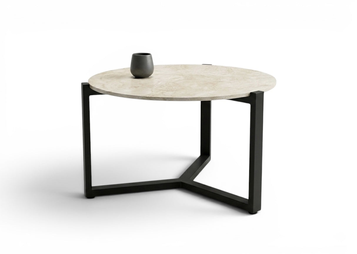 Apple Bee Monaco Lounge Koffietafel | Ø 60cm | Sintered Stone | Zwart Aluminium