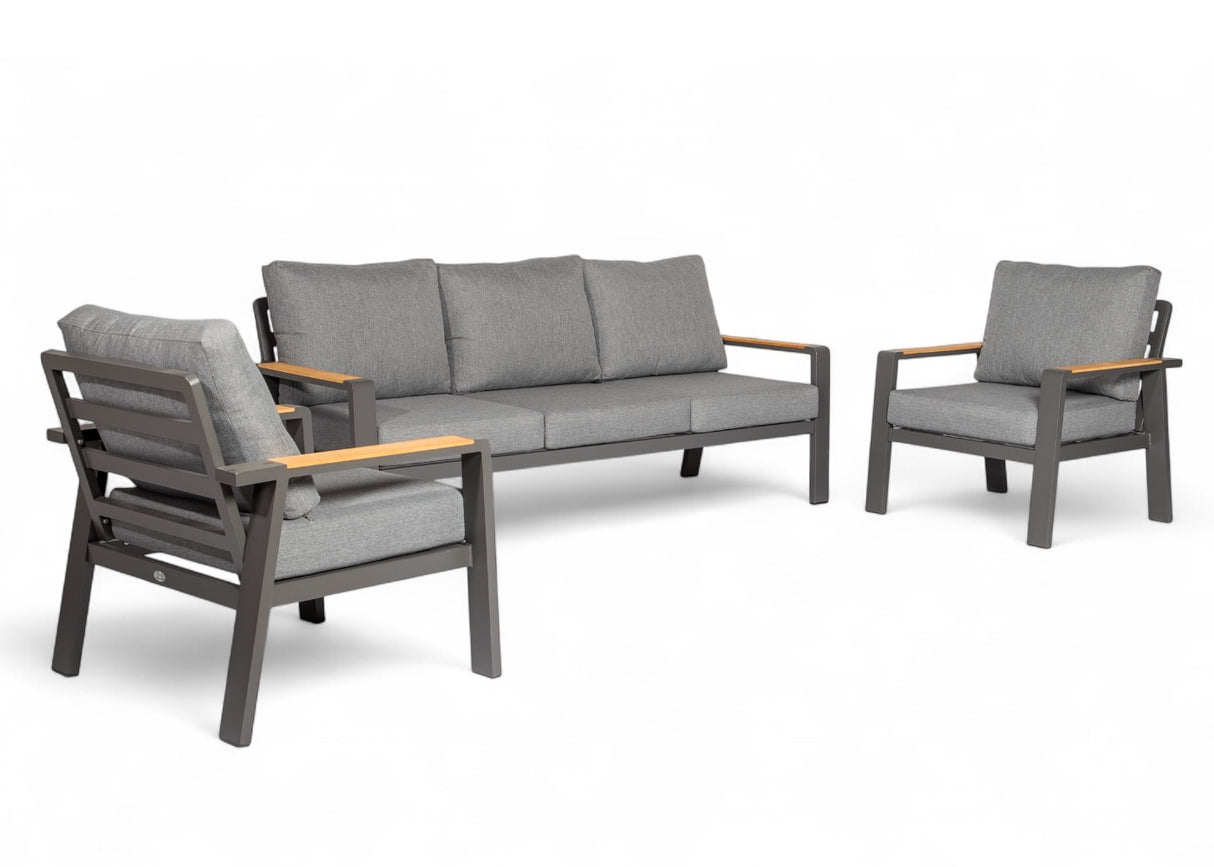 Aluminium Stoel-Bank Loungeset - Antraciet - Belito Birmingham - 3-Delig