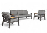 Aluminium Stoel-Bank Loungeset - Antraciet - Belito Birmingham - 3-Delig