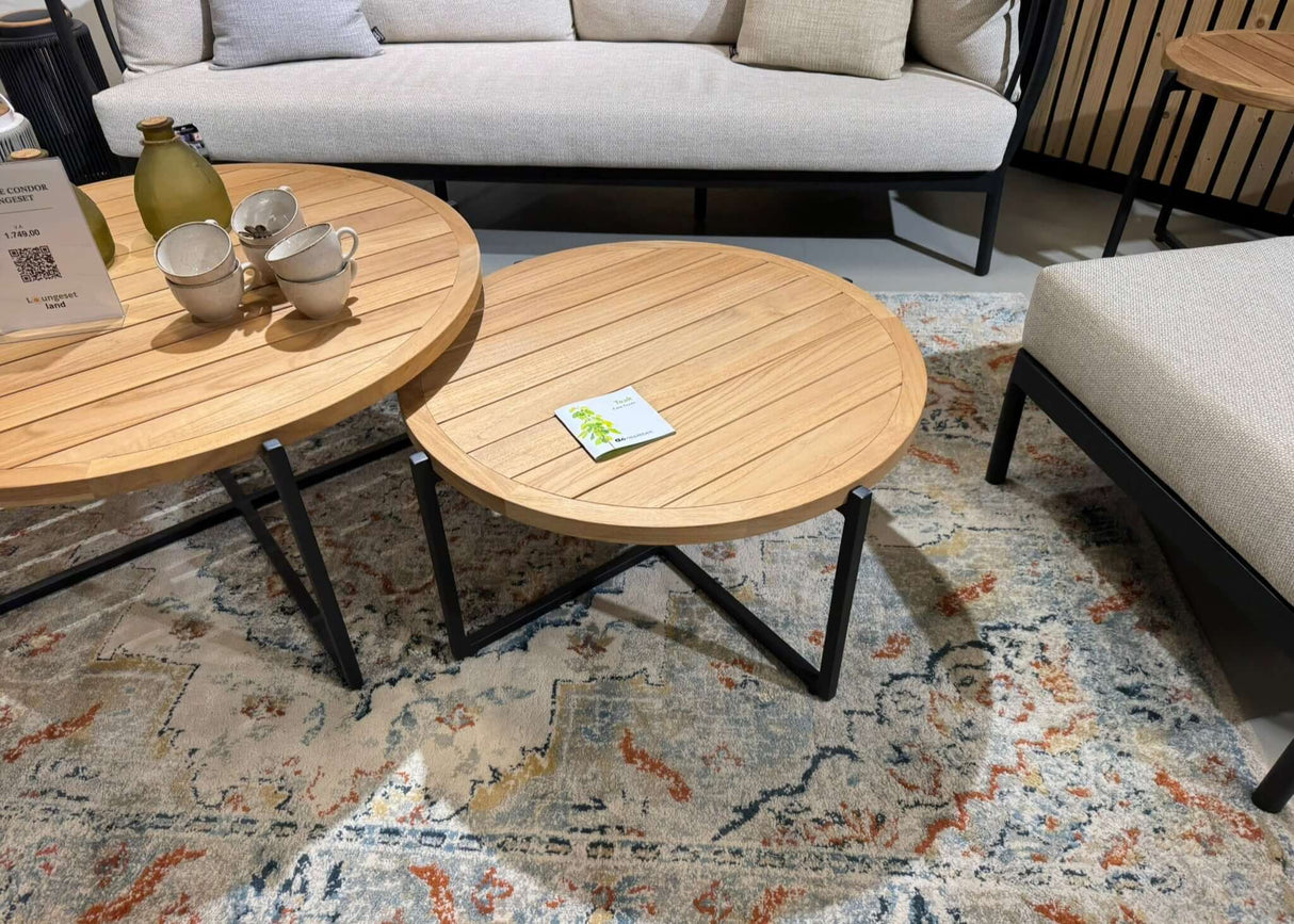 Apple Bee Condor Lounge Koffietafel Teakhout Ø 74cm - Showroommodel
