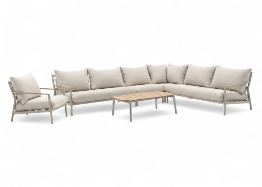 Aluminium Hoek Loungeset - Taupe Frame - Belito Julia - 5-delig + Stoel