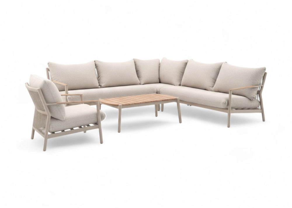 Aluminium Hoek Loungeset - Taupe Frame - Belito Julia - 4-delig + Stoel