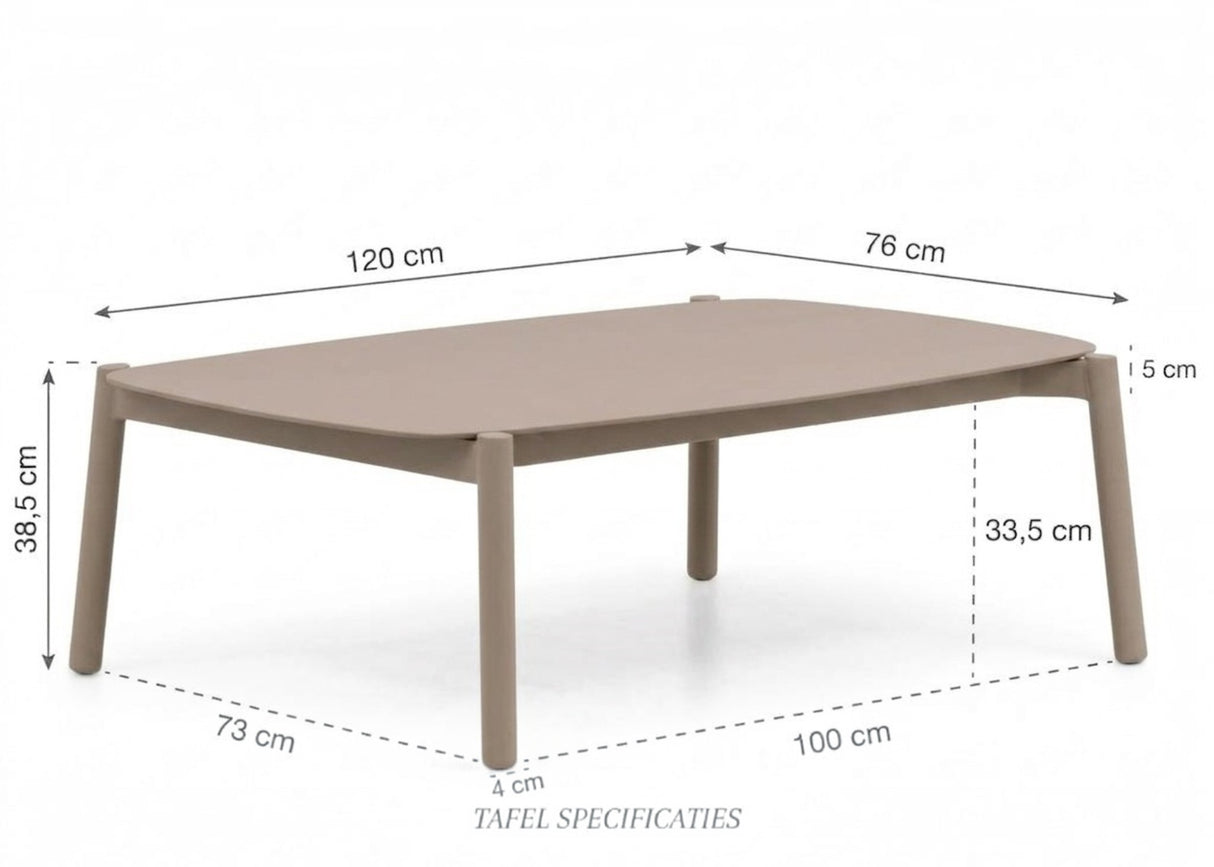 Belito Julia Koffietafel 120 x 76 cm | Aluminium Frame & Aluminium Blad