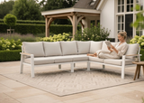 Belito® Lotte Loungeset Hoekbank Nr. 2 | Wit Aluminium | Lichte Kussens | 288 x 220 cm | 6-persoons
