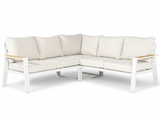 Belito® Lotte Loungeset Hoekbank Nr. 3 | Wit Aluminium | 220 x 220 cm | 5-persoons | Lichte kussens