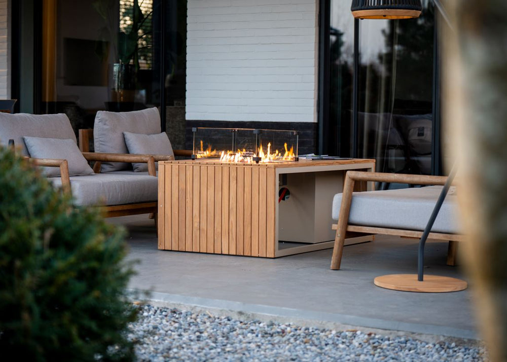 Easyfires Mida Vuurtafel 120 x 75 cm – Taupe - Inclusief Glasset en Beschermhoes