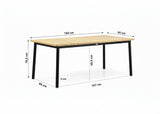 Milou 180 cm tafel met afmetingen