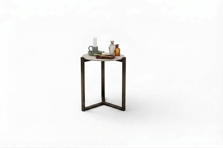 Apple Bee Monaco koffietafel Ø 45 cm in Bronze aluminium met sintered stone blad