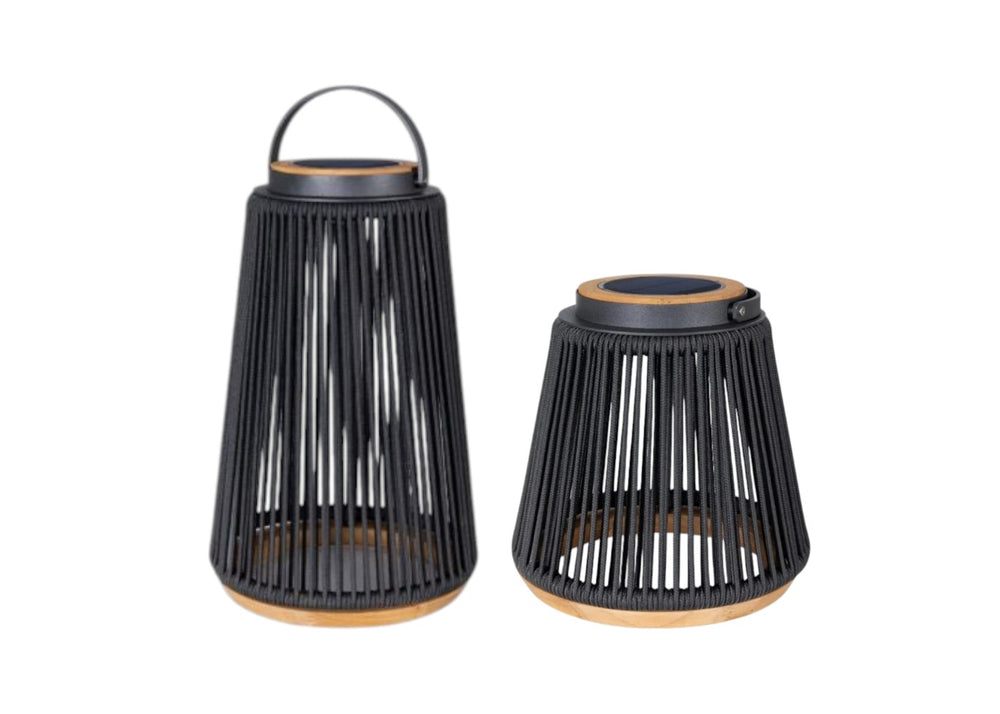 Rocca sfeerlamp tuin solar - aluminium - teakhout - antraciet - set