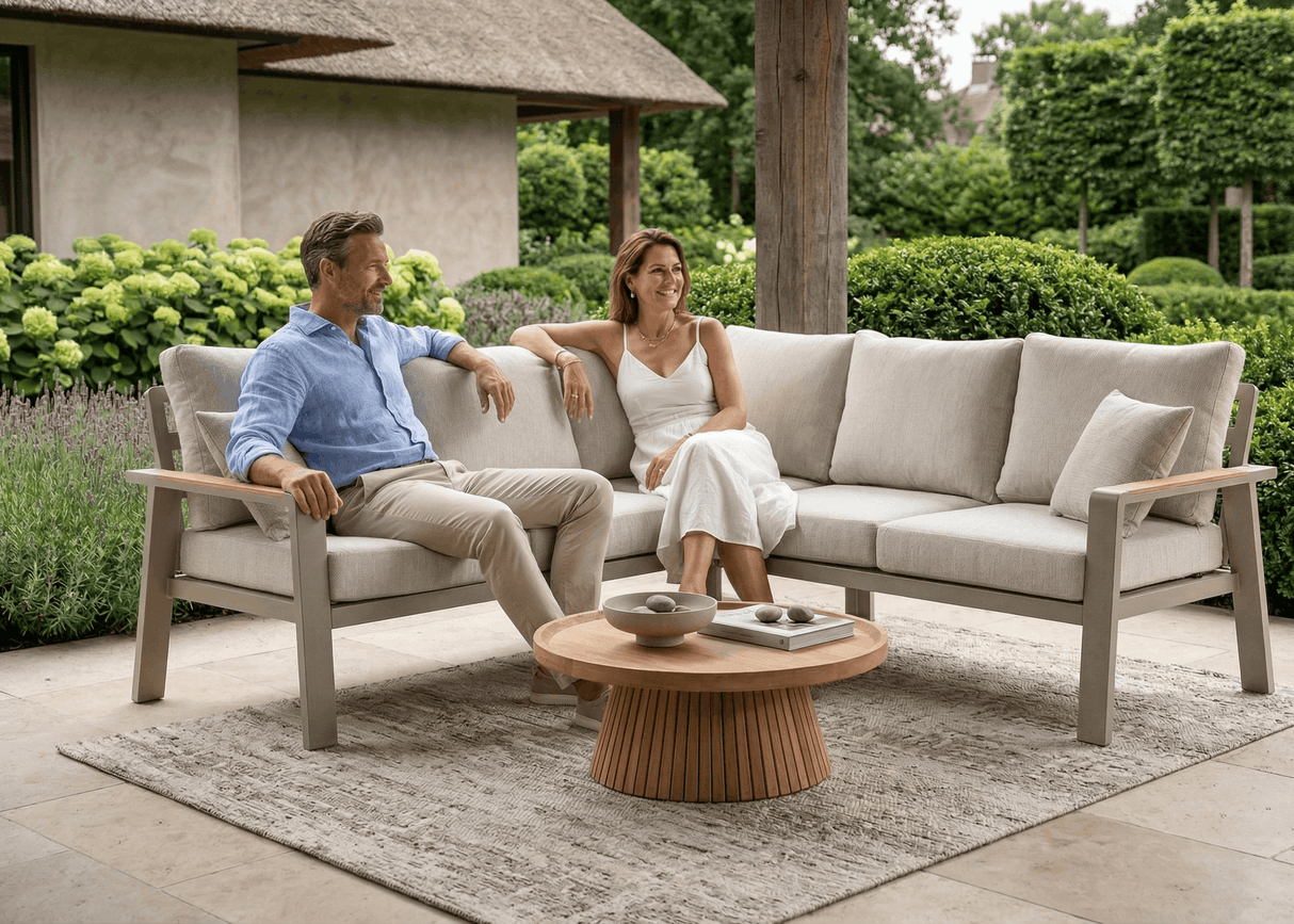 Belito Lotte Loungeset Hoekbank Nr. 3 | Taupe Aluminium | 220 x 220 cm | 5-persoons