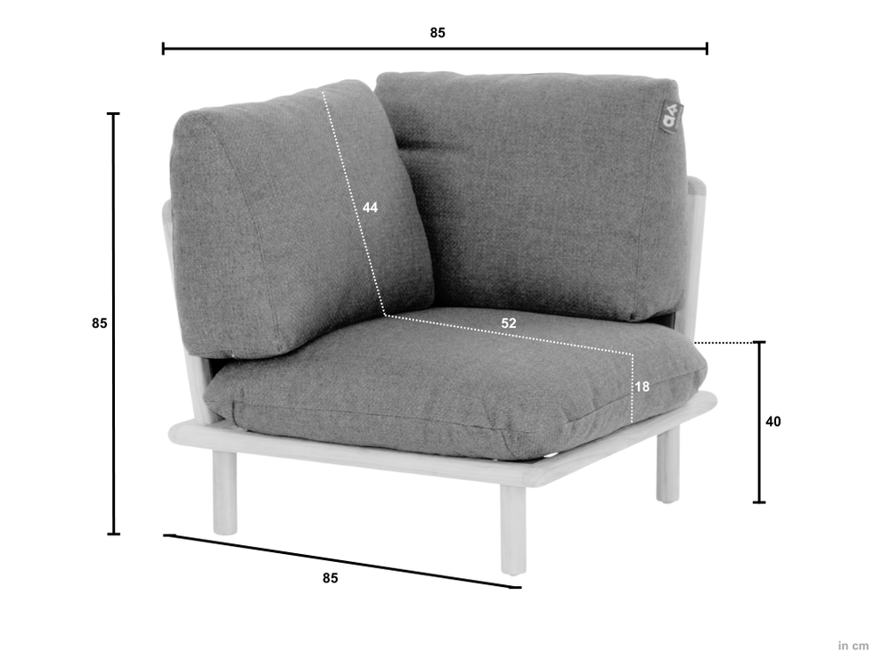 Apple Bee Sling Lounge Hoekdeel – Teak – 96 cm Hoge Rug – BEE WETT®