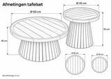 Belito Daan koffietafelset Ø 60 cm & Ø 45 cm - afmetingen