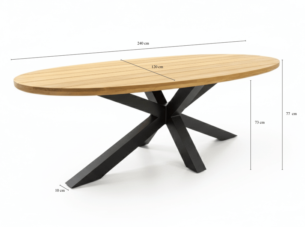Apple Bee Milou Tuinset 6 persoons - 240 cm Ovaal - Aluminium
