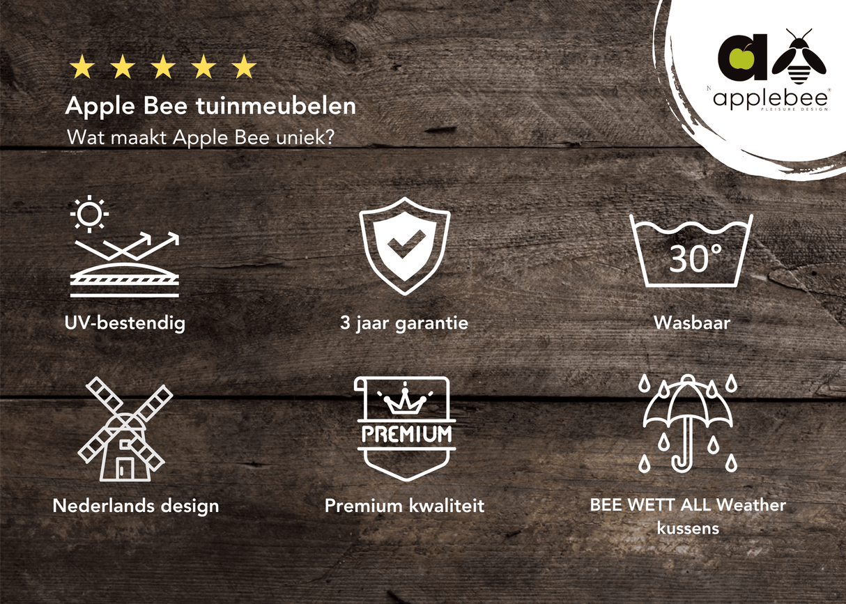 Apple Bee La Croix loungeset teak 5-delig links Apple Bee
