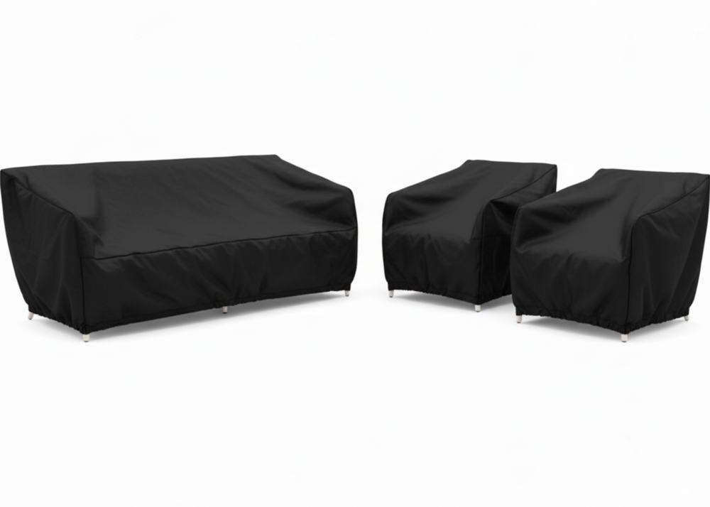 Stoel-bank Hoezenpakket 3-delig - Zwart