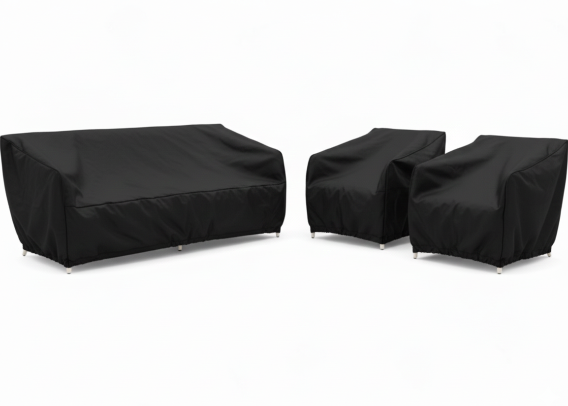 Stoel-bank Hoezenpakket 3-delig - Zwart