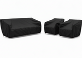 Stoel-bank Hoezenpakket 3-delig - Zwart