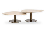 Apple Bee Pulau lounge tuintafels set van 2, 35 en 44 cm, HPMS Cream blad op Champagne onderstel – vrijstaand
