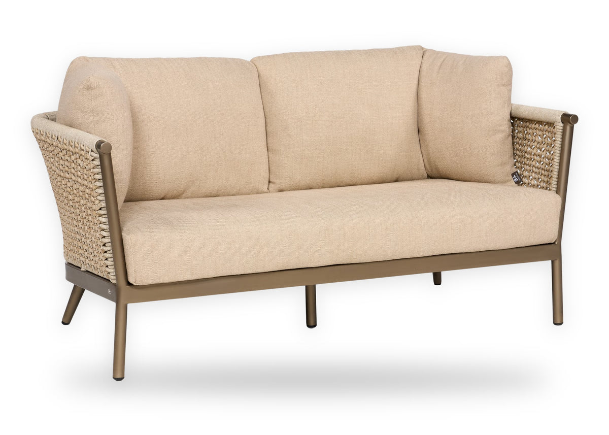 Apple Bee Pulau loungebank 150 cm 2-zits Champagne met rope & Vongole wicker en Sand BEE WETT® kussens – vrijstaand