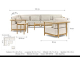 Maattekening Apple Bee St. Lucia Loungeset Nr.6 met afmetingen: Hoekbank: 316 x 240 x 79 cm, Loungestoel: 86 x 82 x 79 cm, Koffietafel: 128 x 70 x 35 cm, Bijzettafel: Ø 55 x 49 cm, Zithoogte: 38 cm