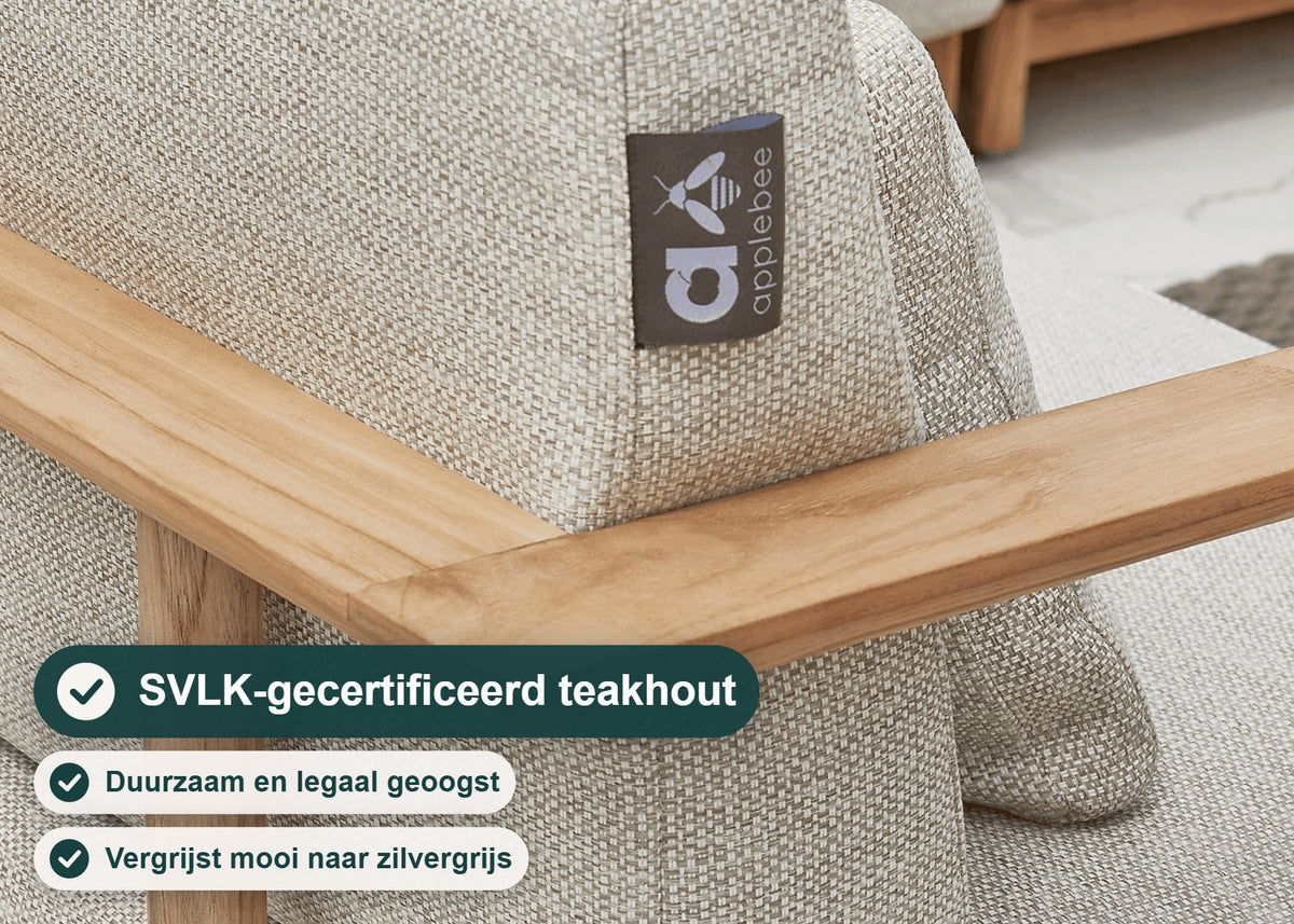 Apple Bee St. Lucia Loungeset 6-delig, SVLK Teak, Bee Wett Kussens – foto 10 – SVLK-gecertificeerd teakhout