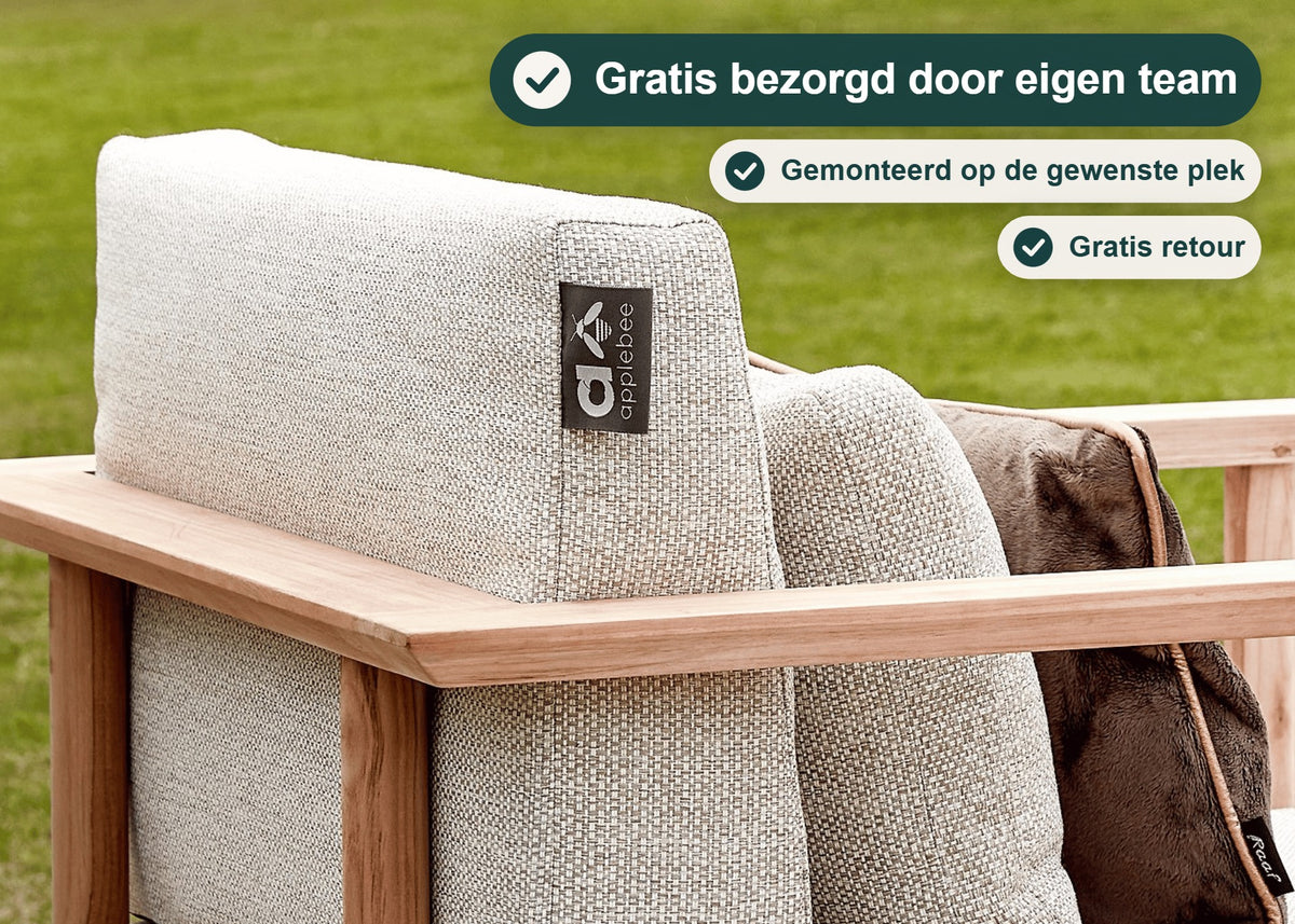 Apple Bee St. Lucia Loungeset 5-delig Rechts, SVLK Teak, 2 Tafels, Bee Wett Kussens – foto 4 – Gratis bezorgd door eigen team
