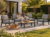Belito Birmingham Loungeset Nr.7 | Antraciet | 3-zits Bank + 2x Stoel + Daan Tafelset | 5 Personen