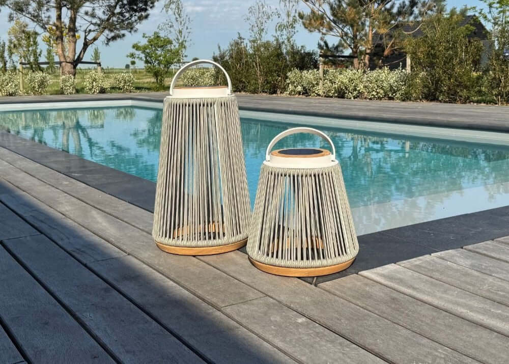 Rocca sfeerlamp tuin solar - aluminium - Rope - light grey - 37 cm