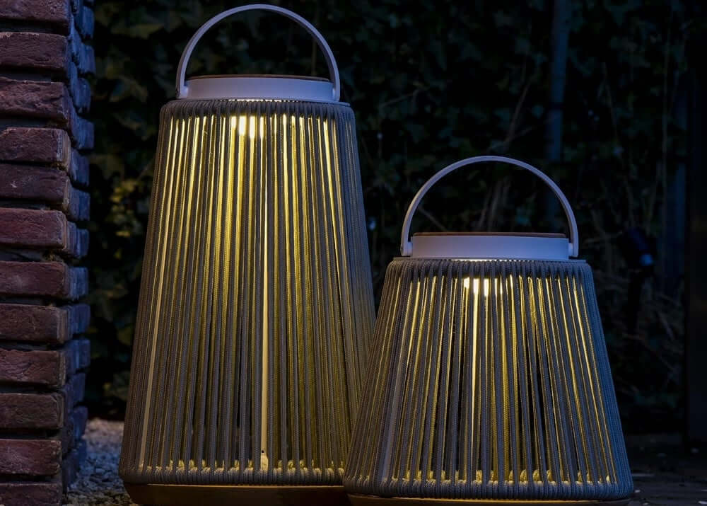 Rocca sfeerlamp tuin solar - aluminium - Rope - light grey - 37 cm
