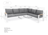 Aluminium Belito® Lotte loungeset op een witte achtergrond, met afmetingen van het set aangegeven.