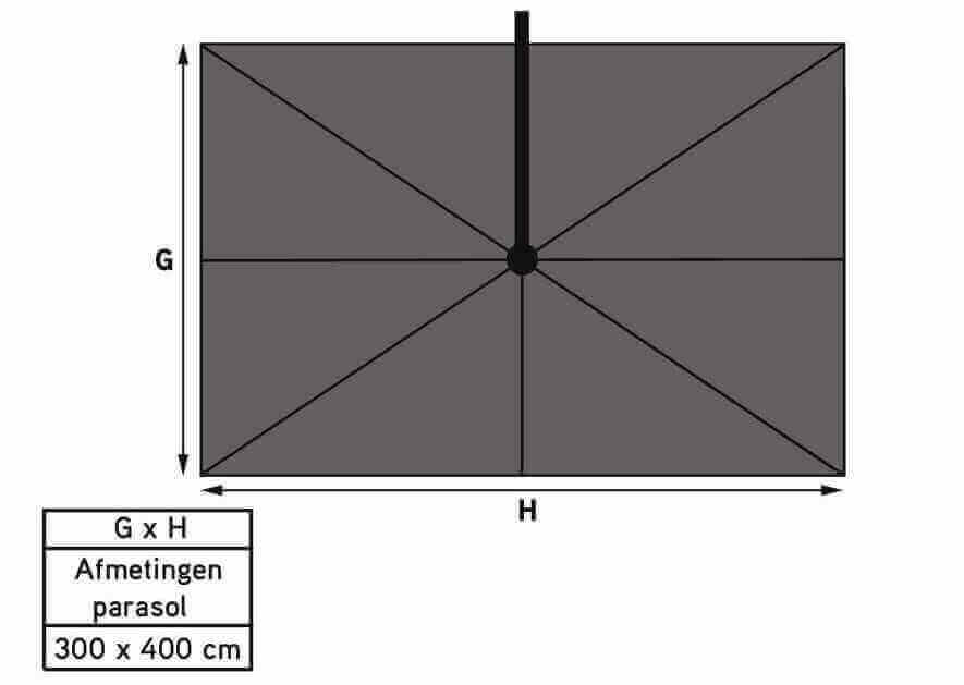 4Seasons Hacienda Zweefparasol 300x400cm - Woodlook Frame Charcoal Doek