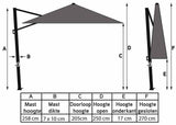 4Seasons Hacienda Zweefparasol 300x400cm - Charcoal Frame & Doek
