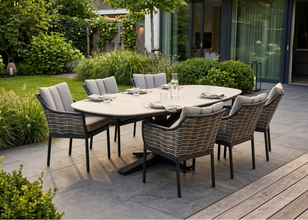 Apple Bee Milou & Zanzibar Tuinset | 220 cm | 7-delig | Black