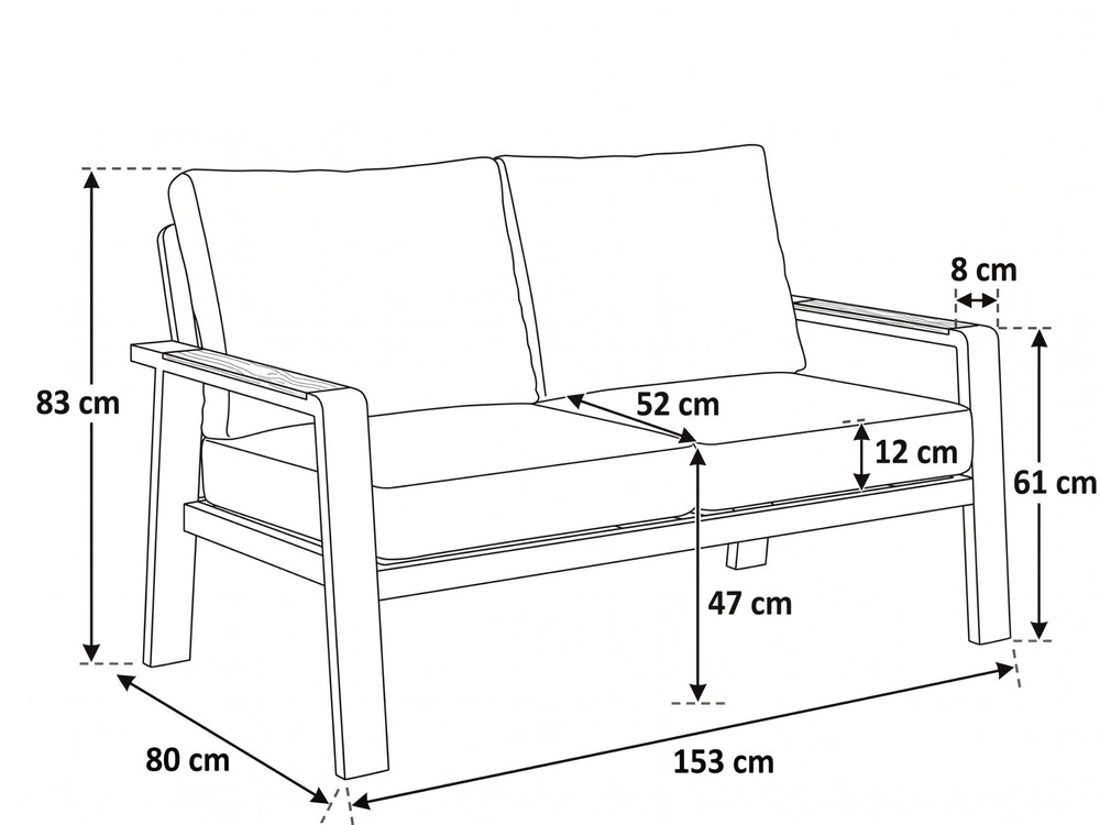 Belito Birmingham Tuinbank | 146 cm | Taupe Aluminium | 2 Persoons