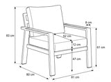 Belito Birmingham/Lotte Loungestoel | Taupe Aluminium | 1 Persoon
