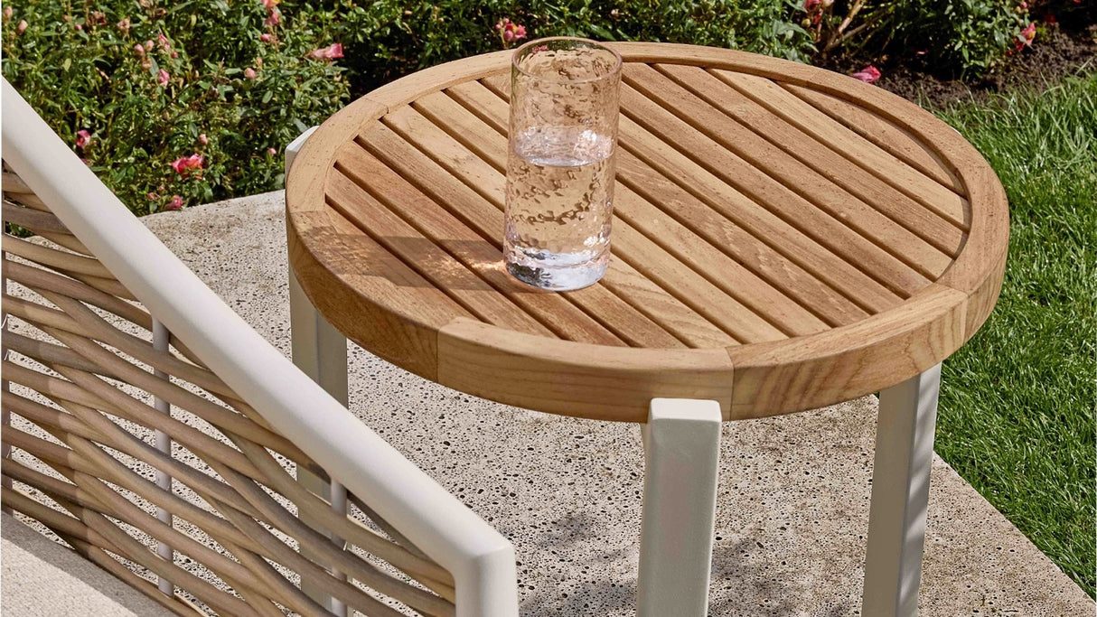 Apple Bee Monaco Lounge Koffietafel | Ø 45cm | Teak | Oyster Aluminium