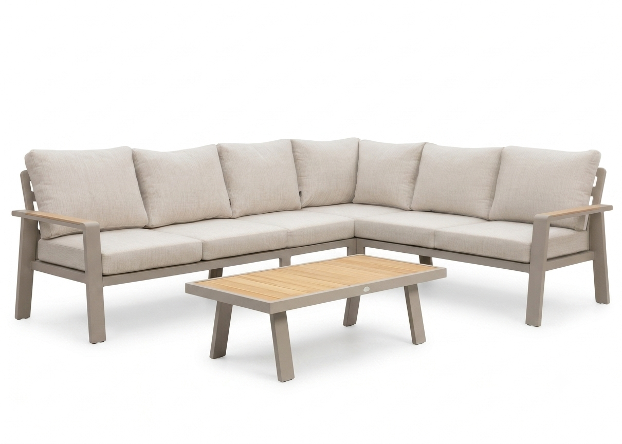 Belito Lotte Loungeset Hoekbank Nr. 1 | Taupe Aluminium | 288 x 220 cm | 6-persoons