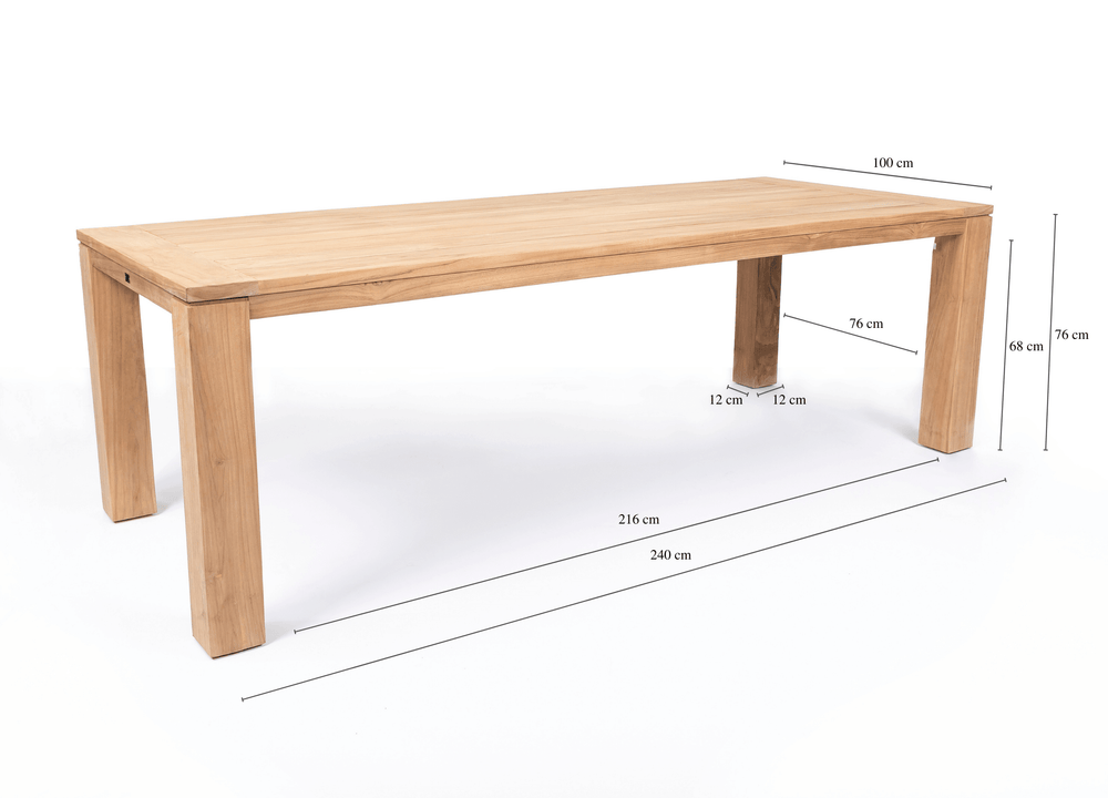 Belito® teakhouten dining tuintafel 240x100x76cm Belito