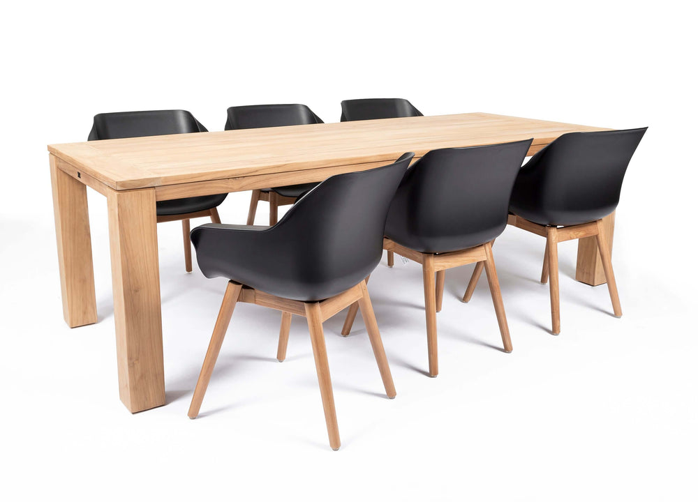 Hartman Sophie teak/Belito tuintafel 240 cm dining tuinset 7-delig Hartman