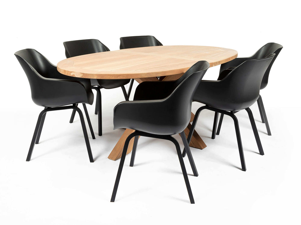Hartman Sophie Aluminium/Belito Ovale tuintafel 200 cm dining tuinset 7-delig Hartman