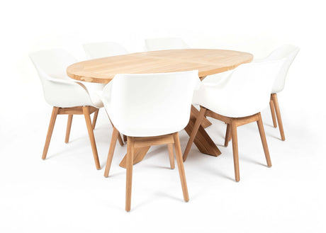 Hartman Sophie teak/Belito ovale tuintafel 200 cm dining tuinset 7-delig Hartman