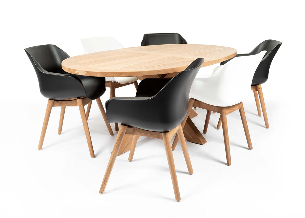 Hartman Sophie teak/Belito tuintafel 200 cm dining tuinset 7-delig Hartman