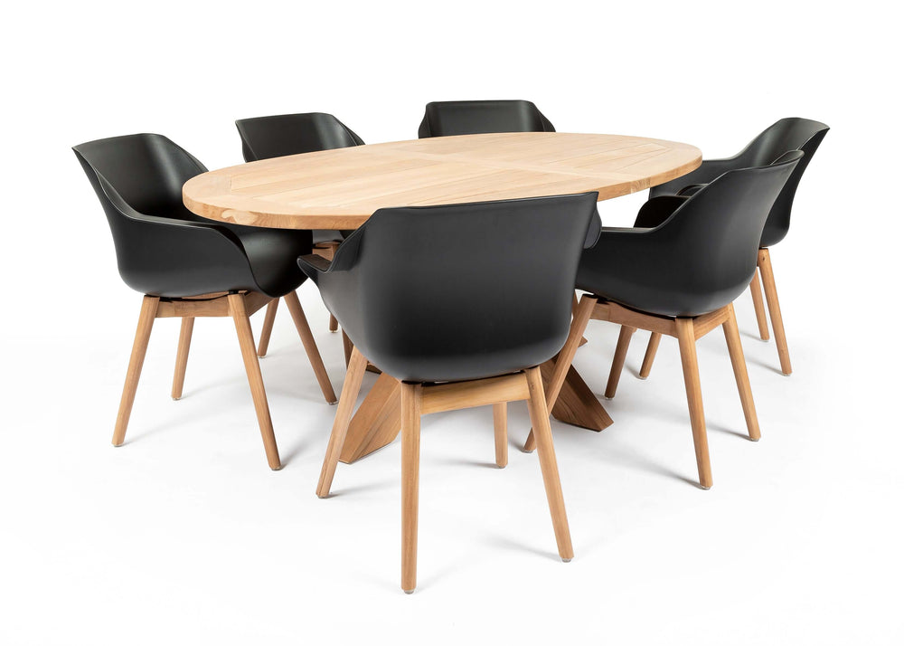 Hartman Sophie teak/Belito tuintafel 200 cm dining tuinset 7-delig Hartman