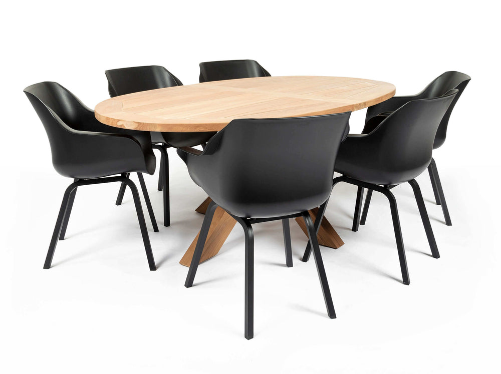 Hartman Sophie Aluminium/Belito Ovale tuintafel 200 cm dining tuinset 7-delig Hartman