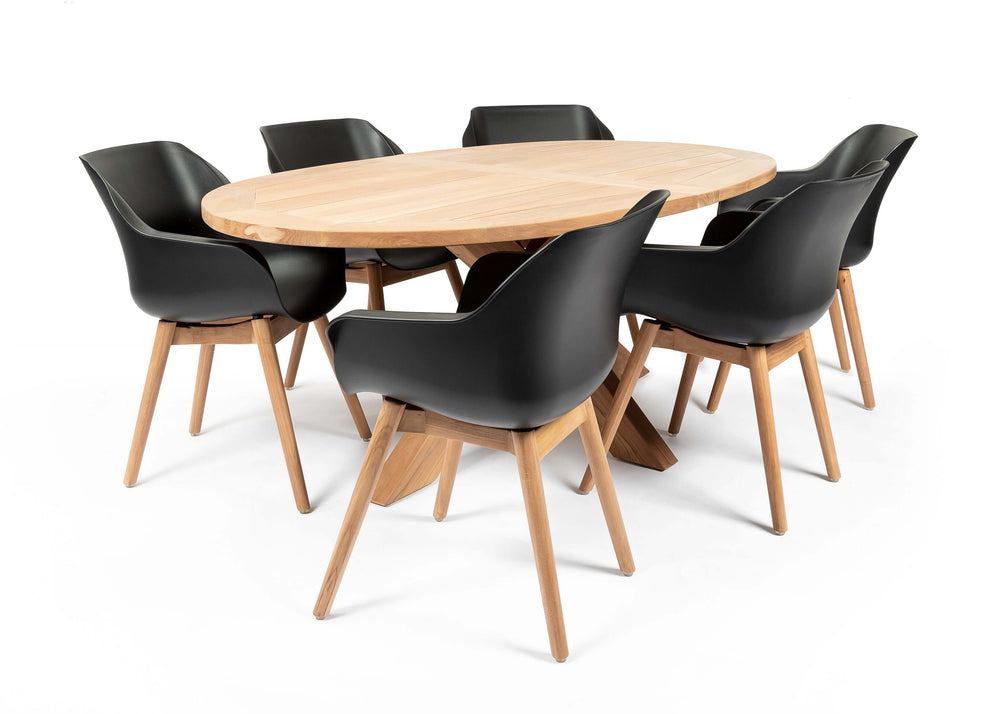 Hartman Sophie teak/Belito tuintafel 200 cm dining tuinset 7-delig Hartman